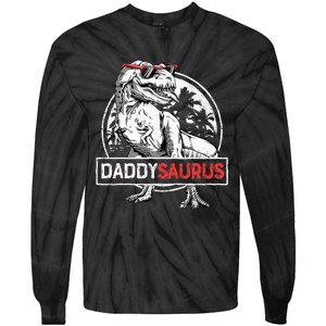 Daddysaurus T Rex Dinosaur Daddy Saurus Family Matching Tie-Dye Long Sleeve Shirt