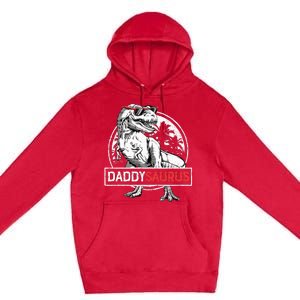 Daddysaurus T Rex Dinosaur Daddy Saurus Family Matching Premium Pullover Hoodie