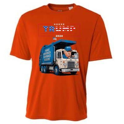 Donald Trump Rides In Garbage Truck Garbage For Trump Cooling Performance Crew T-Shirt