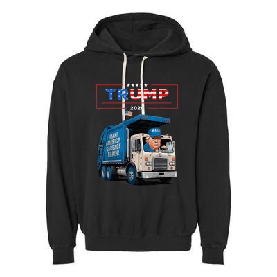 Donald Trump Rides In Garbage Truck Garbage For Trump Garment-Dyed Fleece Hoodie