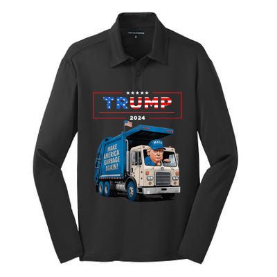 Donald Trump Rides In Garbage Truck Garbage For Trump Silk Touch Performance Long Sleeve Polo