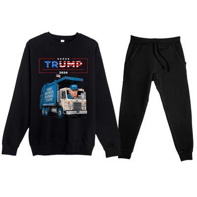 Donald Trump Rides In Garbage Truck Garbage For Trump Premium Crewneck Sweatsuit Set