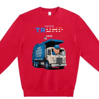 Donald Trump Rides In Garbage Truck Garbage For Trump Premium Crewneck Sweatshirt