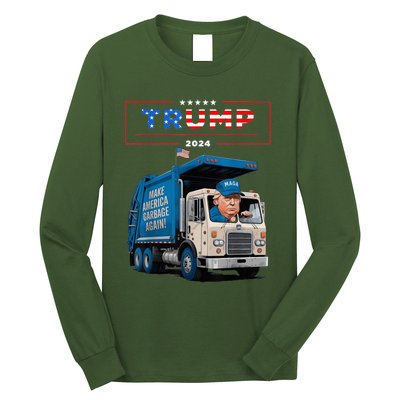 Donald Trump Rides In Garbage Truck Garbage For Trump Long Sleeve Shirt