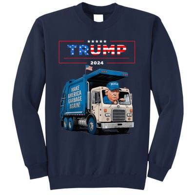 Donald Trump Rides In Garbage Truck Garbage For Trump Tall Sweatshirt