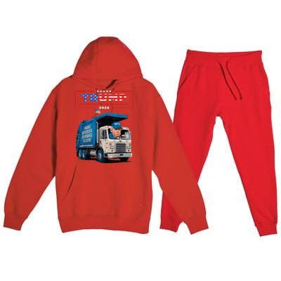 Donald Trump Rides In Garbage Truck Garbage For Trump Premium Hooded Sweatsuit Set