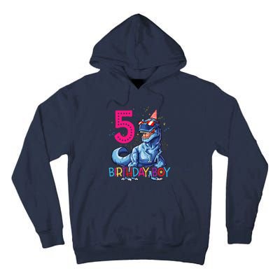 Dinosaur T Rex 5 Year Old 5th Birthday Tall Hoodie