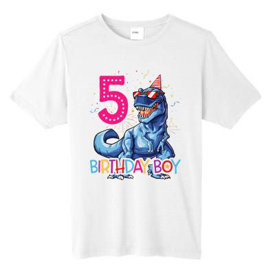 Dinosaur T Rex 5 Year Old 5th Birthday Tall Fusion ChromaSoft Performance T-Shirt