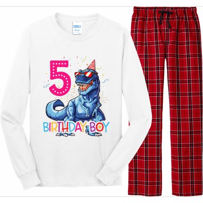 Dinosaur T Rex 5 Year Old 5th Birthday Long Sleeve Pajama Set