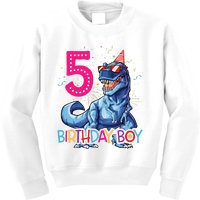 Dinosaur T Rex 5 Year Old 5th Birthday Kids Sweatshirt