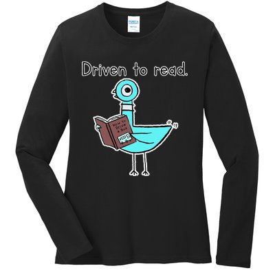 Driven To Read Pigeon Library Reading Books Reader Ladies Long Sleeve Shirt