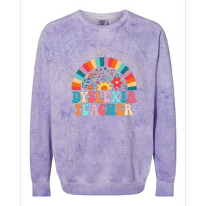 Dyslexia Teacher Retro Dyslexia Sped Therapist Rainbow Colorblast Crewneck Sweatshirt