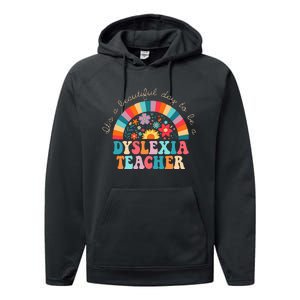 Dyslexia Teacher Retro Dyslexia Sped Therapist Rainbow Performance Fleece Hoodie