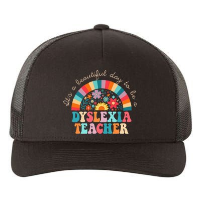 Dyslexia Teacher Retro Dyslexia Sped Therapist Rainbow Yupoong Adult 5-Panel Trucker Hat