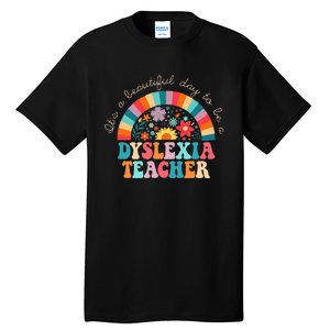 Dyslexia Teacher Retro Dyslexia Sped Therapist Rainbow Tall T-Shirt