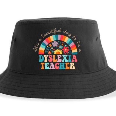 Dyslexia Teacher Retro Dyslexia Sped Therapist Rainbow Sustainable Bucket Hat