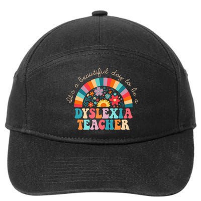 Dyslexia Teacher Retro Dyslexia Sped Therapist Rainbow 7-Panel Snapback Hat