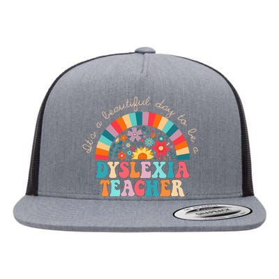 Dyslexia Teacher Retro Dyslexia Sped Therapist Rainbow Flat Bill Trucker Hat