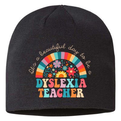 Dyslexia Teacher Retro Dyslexia Sped Therapist Rainbow Sustainable Beanie