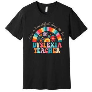 Dyslexia Teacher Retro Dyslexia Sped Therapist Rainbow Premium T-Shirt