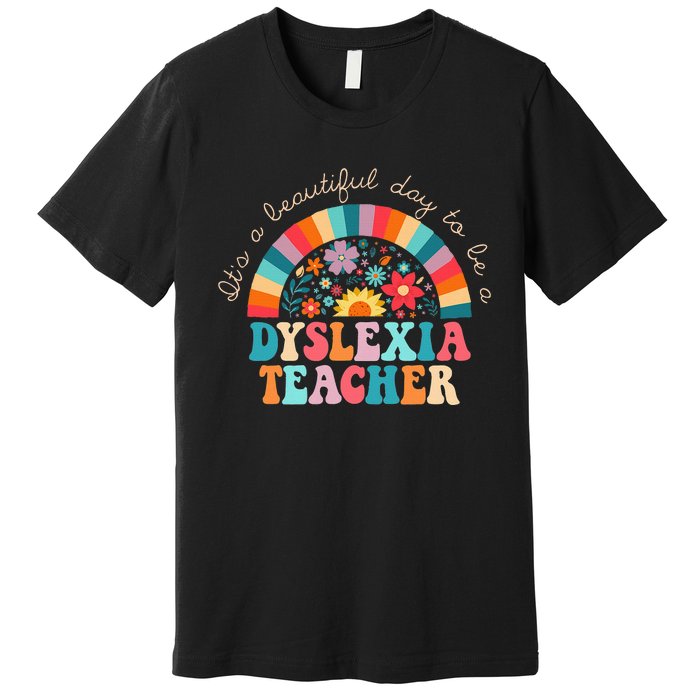 Dyslexia Teacher Retro Dyslexia Sped Therapist Rainbow Premium T-Shirt