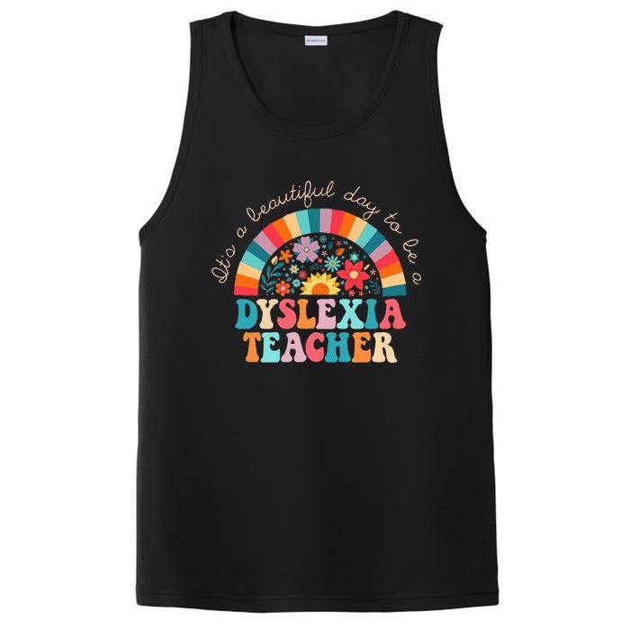 Dyslexia Teacher Retro Dyslexia Sped Therapist Rainbow PosiCharge Competitor Tank