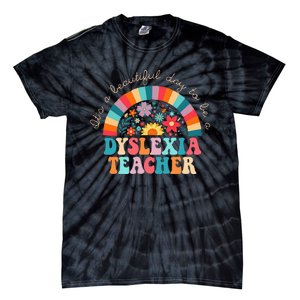 Dyslexia Teacher Retro Dyslexia Sped Therapist Rainbow Tie-Dye T-Shirt