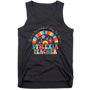 Dyslexia Teacher Retro Dyslexia Sped Therapist Rainbow Tank Top