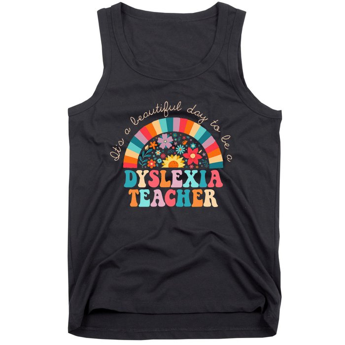 Dyslexia Teacher Retro Dyslexia Sped Therapist Rainbow Tank Top