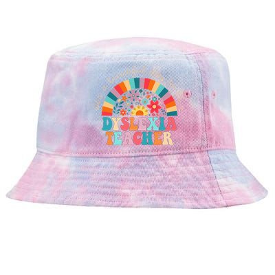 Dyslexia Teacher Retro Dyslexia Sped Therapist Rainbow Tie-Dyed Bucket Hat