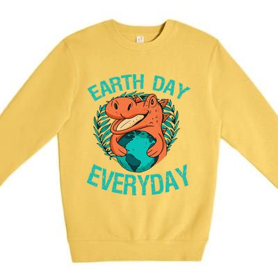 Dinosaur T Rex Earth Day Everyday Environment Ecology Save Premium Crewneck Sweatshirt