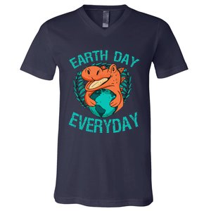 Dinosaur T Rex Earth Day Everyday Environment Ecology Save V-Neck T-Shirt