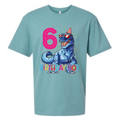 Dinosaur T Rex 6 Year Old 6th Birthday Sueded Cloud Jersey T-Shirt