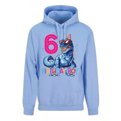 Dinosaur T Rex 6 Year Old 6th Birthday Unisex Surf Hoodie