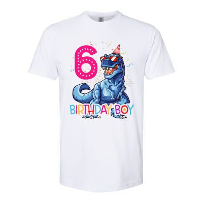 Dinosaur T Rex 6 Year Old 6th Birthday Softstyle CVC T-Shirt