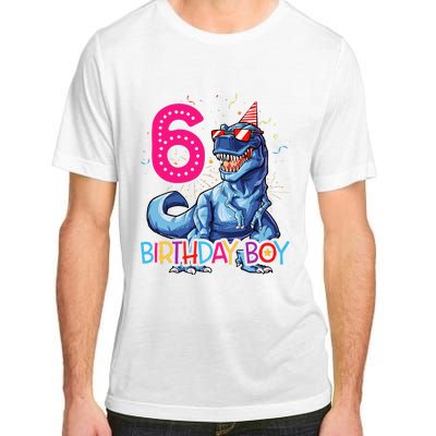 Dinosaur T Rex 6 Year Old 6th Birthday Adult ChromaSoft Performance T-Shirt