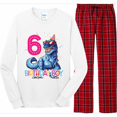 Dinosaur T Rex 6 Year Old 6th Birthday Long Sleeve Pajama Set