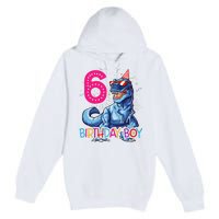 Dinosaur T Rex 6 Year Old 6th Birthday Premium Pullover Hoodie