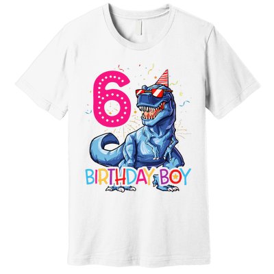 Dinosaur T Rex 6 Year Old 6th Birthday Premium T-Shirt