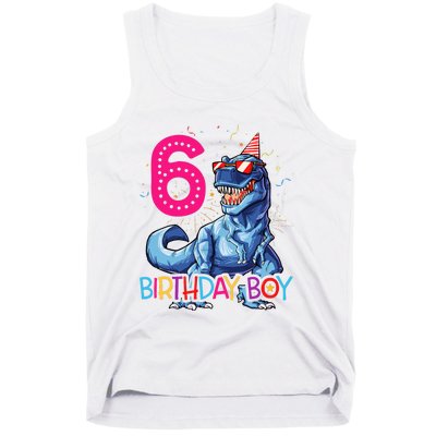 Dinosaur T Rex 6 Year Old 6th Birthday Tank Top