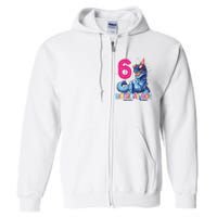 Dinosaur T Rex 6 Year Old 6th Birthday Full Zip Hoodie