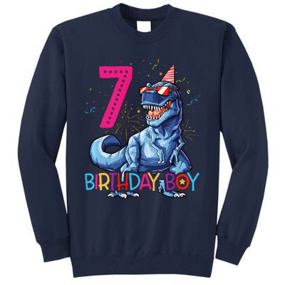 Dinosaur T Rex 7 Year Old 7th Birthday Tall Sweatshirt