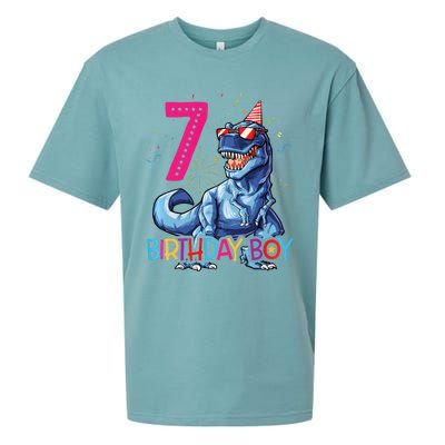 Dinosaur T Rex 7 Year Old 7th Birthday Sueded Cloud Jersey T-Shirt