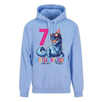 Dinosaur T Rex 7 Year Old 7th Birthday Unisex Surf Hoodie