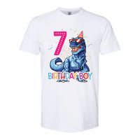 Dinosaur T Rex 7 Year Old 7th Birthday Softstyle CVC T-Shirt