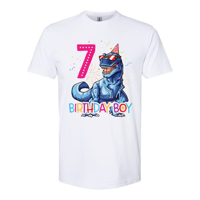 Dinosaur T Rex 7 Year Old 7th Birthday Softstyle CVC T-Shirt