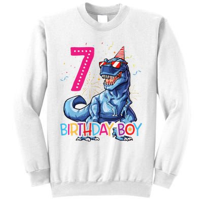 Dinosaur T Rex 7 Year Old 7th Birthday Sweatshirt