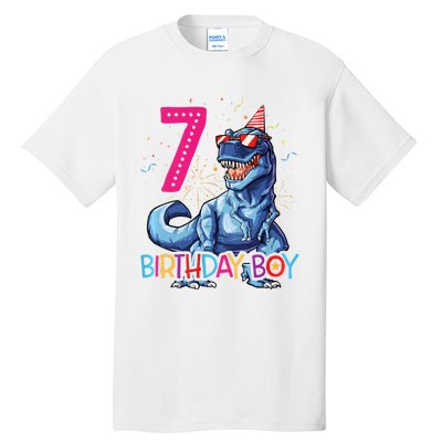 Dinosaur T Rex 7 Year Old 7th Birthday Tall T-Shirt