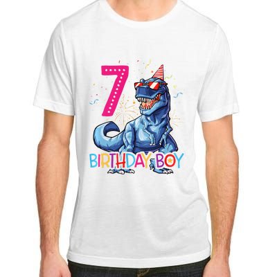 Dinosaur T Rex 7 Year Old 7th Birthday Adult ChromaSoft Performance T-Shirt