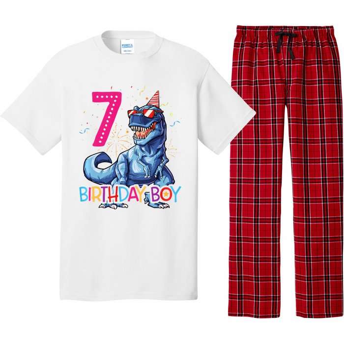 Dinosaur T Rex 7 Year Old 7th Birthday Pajama Set